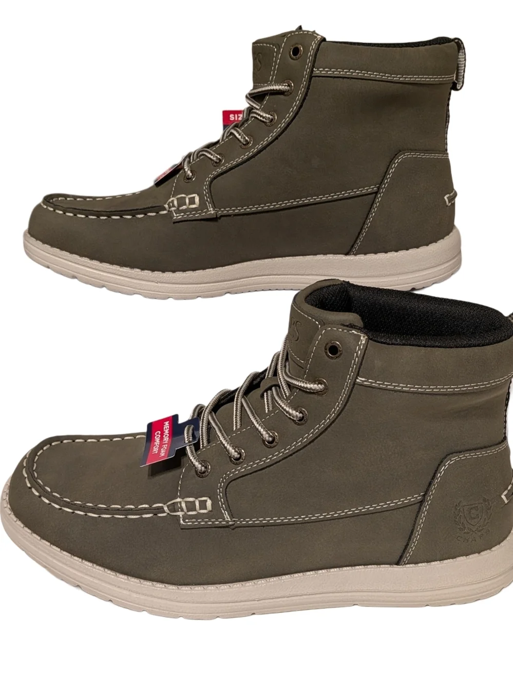 Chaps Derek Moc Toe Chukka Boots Olive Men Size 8.5 Memory Foam New Box